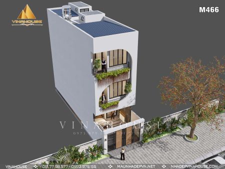 Phối cảnh 3D nhà 3 tầng hiện đại tại Trảng Bom, Đồng Nai M466