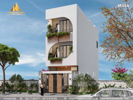 Phối cảnh 3D nhà 3 tầng hiện đại tại Trảng Bom, Đồng Nai M466