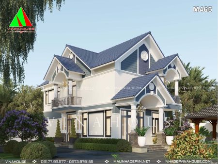 Phối cảnh 3D biệt thự mái Thái 2 tầng hiện đại tại Trảng Dài M465
