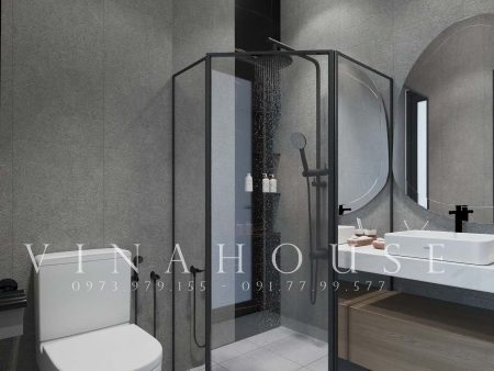Phương án 2 nhà vệ sinh của biệt thự mái Thái 2 tầng