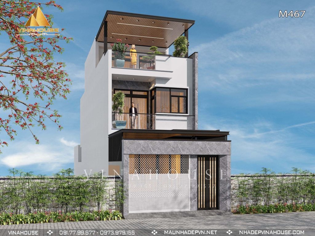 Phối cảnh 3D biệt thự hiện đại 3 tầng M467