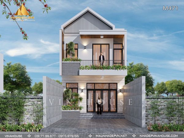 mẫu nhà hiện đại 2 tầng tại Yên Bái M471