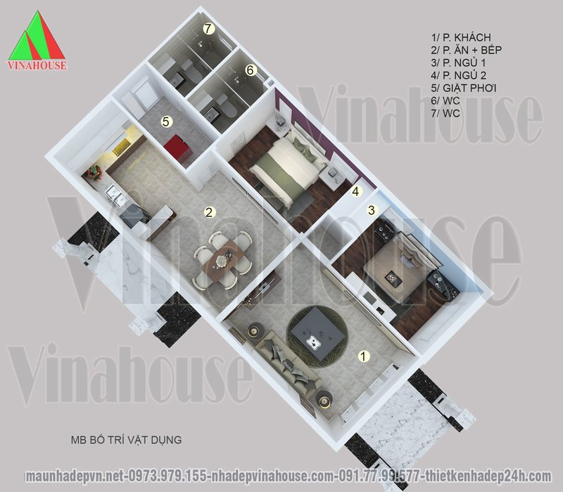 Mẫu Nhà Cấp 4 Đẹp Mái Thái 2 Phòng Ngủ 90M2 Ở Ninh Thuận M116