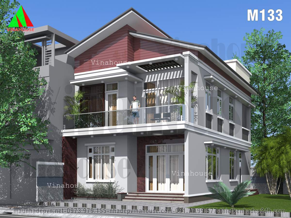 Thiết kế nhà 2 tầng mái lệch ở Hương Sơn | Thiết kế nhà Hà Tĩnh