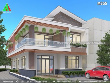 Biệt thự hiện đại mái lệch M255