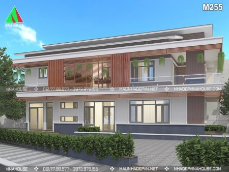 Biệt thự hiện đại mái lệch M255