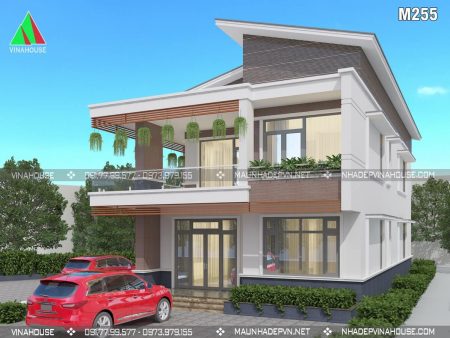 Biệt thự hiện đại mái lệch M255