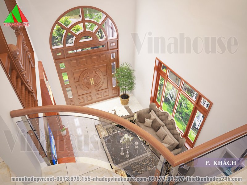 Góc nhìn từ gác lửng xuống phòng khách Góc nhìn từ gác lửng xuống phòng khách