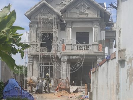 thi công trọn gói biệt thự 2 tầng tân cổ điển mái thái ở Long An M274