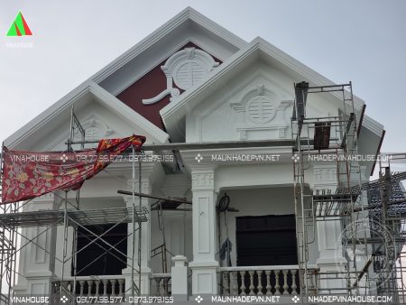 thi công trọn gói biệt thự 2 tầng tân cổ điển mái thái ở Long An M274