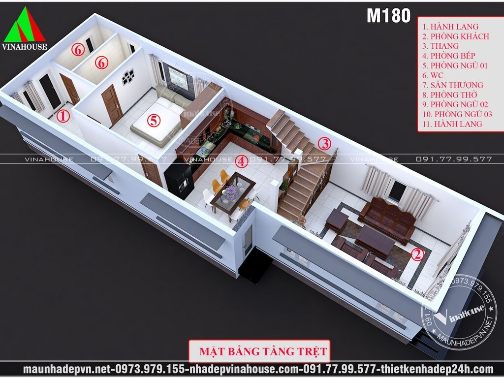 Nhà lửng mái lệch 2 mặt tiền có sân thượng 6x19 ở Bình Thuận M180