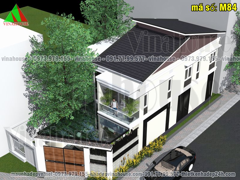 Biệt thự đẹp 2 tầng mái lệch hiện đại 8x14 ở Quảng Ngãi M133