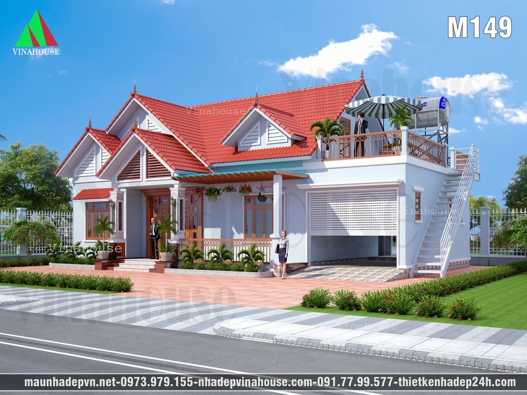 nhà cấp 4 ở quê có sân thượng