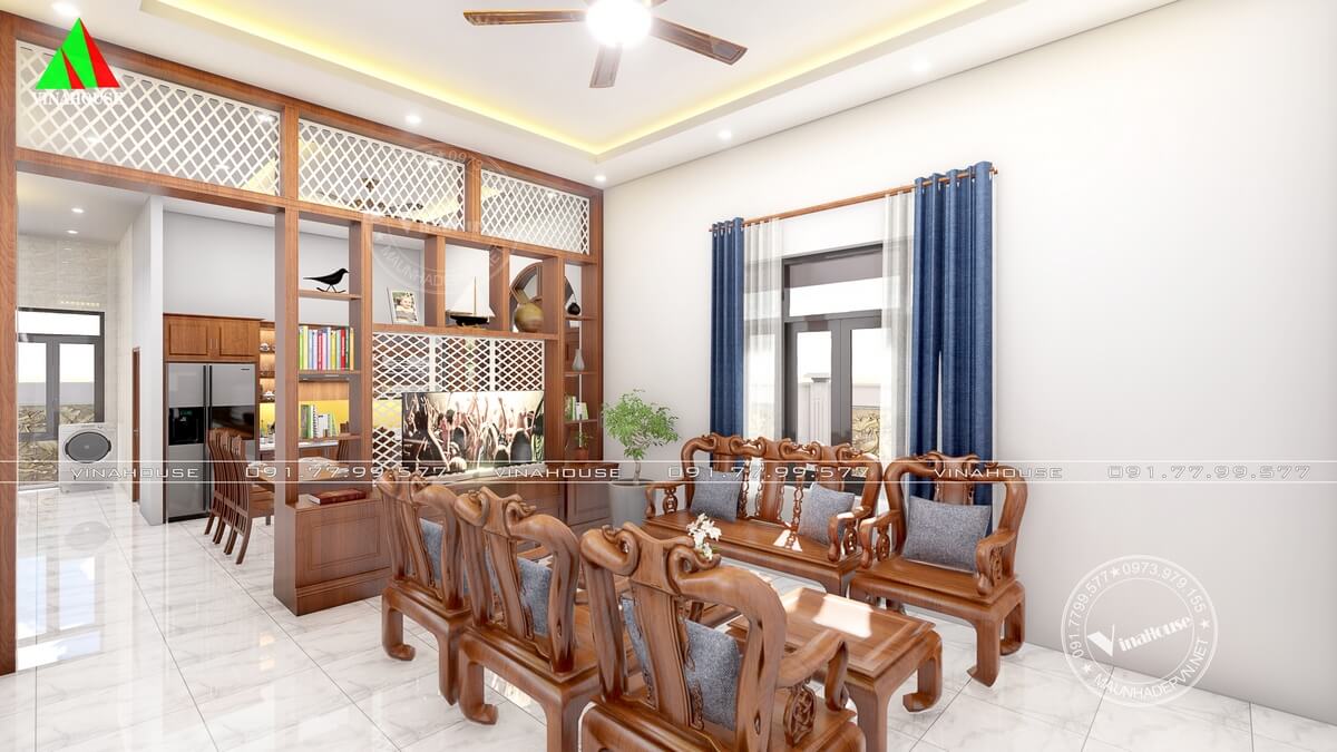 Phòng khách sử dụng bàn ghê gỗ