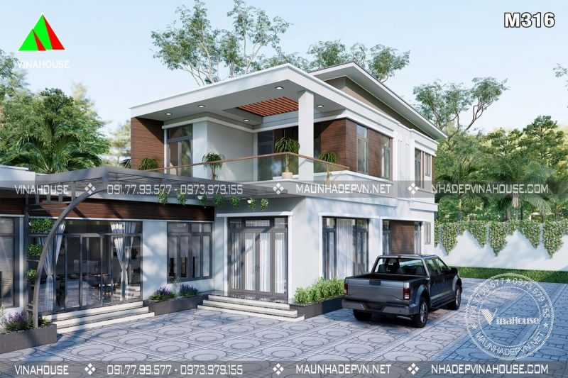 Thiết kế nhà 2 tầng hiện đại đẹp tiện nghi