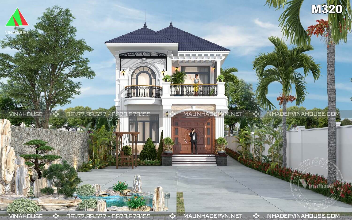 Mẫu nhà 2 tầng 2 mặt tiền 125m2sàn hoàn mỹ phù hợp nông thôn Việt