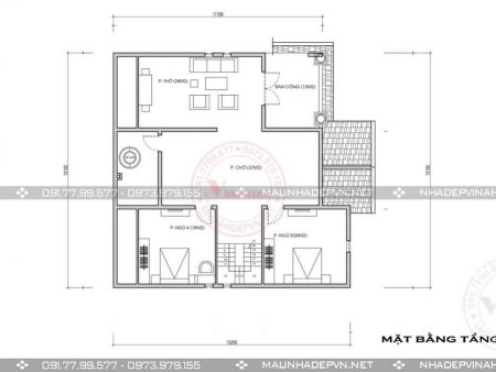 Mặt bằng tầng áp mái M289