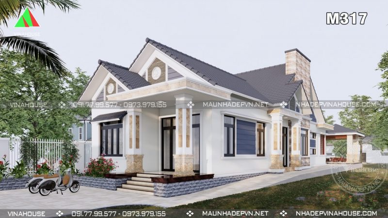 Thiết kế nhà cấp 4 mái thái 3 phòng ngủ ở Bình Dương M317