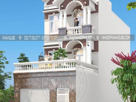 Thiết kế nhà phố 3 tầng hiện đại mặt tiền 6m mái thái ở Biên Hòa M250