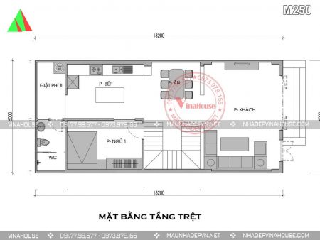 Mặt bằng tầng trệt M250