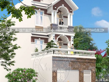 Thiết kế nhà phố 3 tầng hiện đại mặt tiền 6m mái thái ở Biên Hòa M250