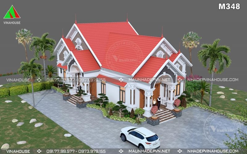 Thiết kế nhà vườn 1 tầng đẹp 4 phòng ngủ